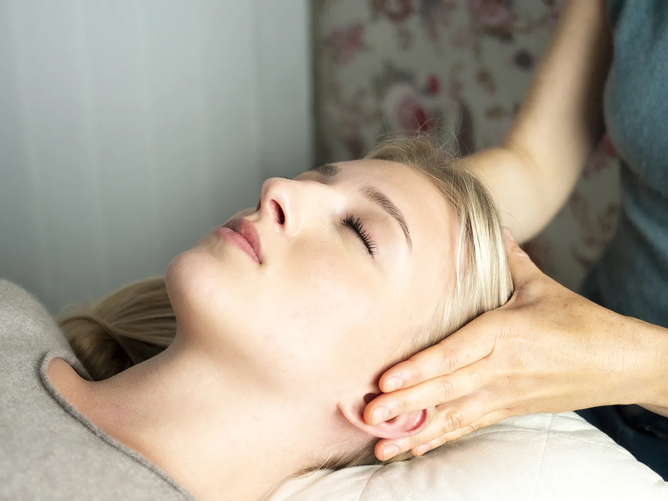 energy healing closeup head hands